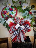 Handmade Ladybug Daisy Wreath | Spring Summer Front Door Decor, Whimsical Garden Accent