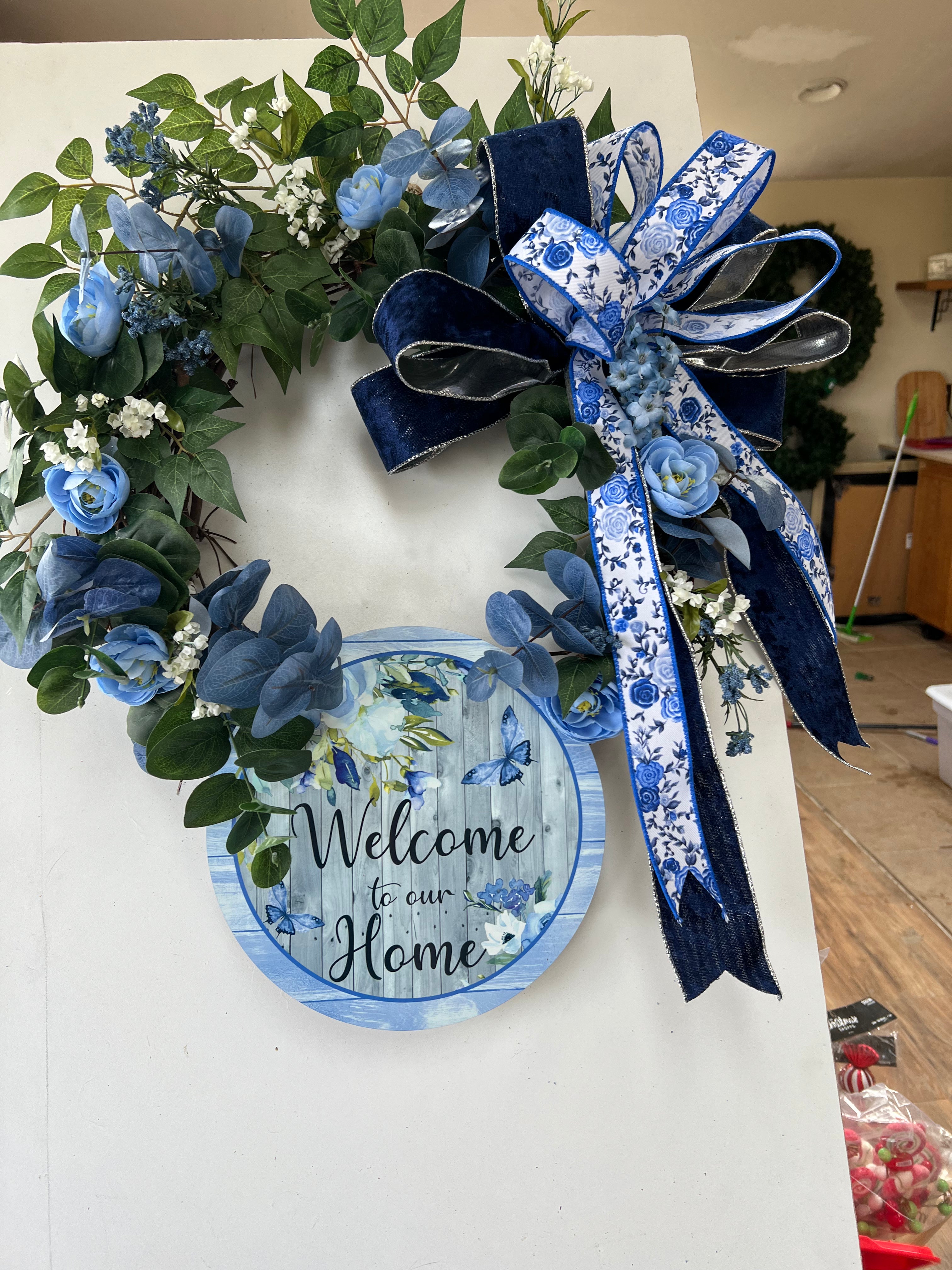 Blue Floral Wreath