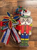 Whimsical Nutcracker Christmas Wreath – Handmade Holiday Door Hanger – Colorful Grapevine Wreath