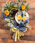 Bee wreath yellow and blue