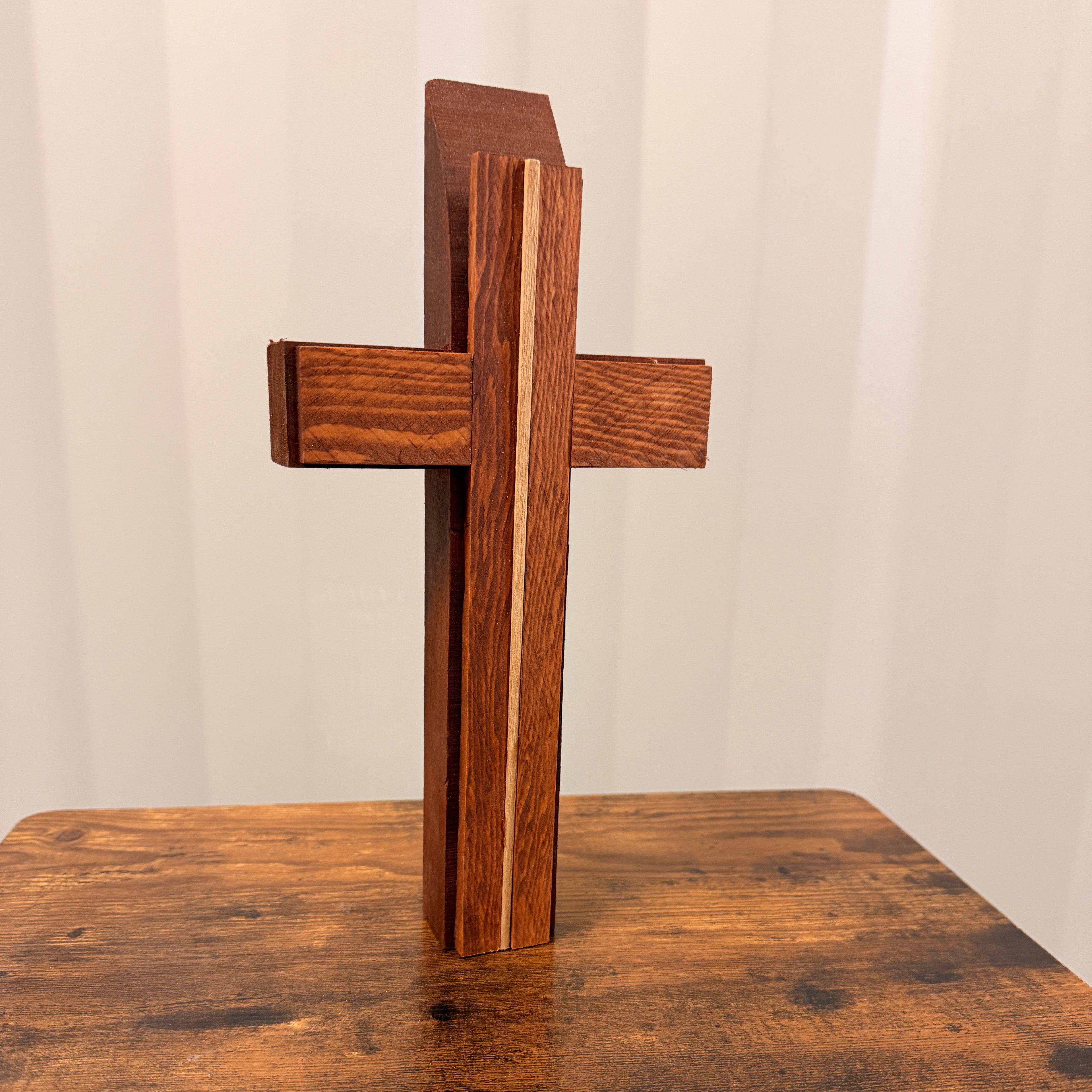 Cascade Cross - Handcrafted Multi-Tone Wooden Cross | Rustic Faith Wall Decor Gift