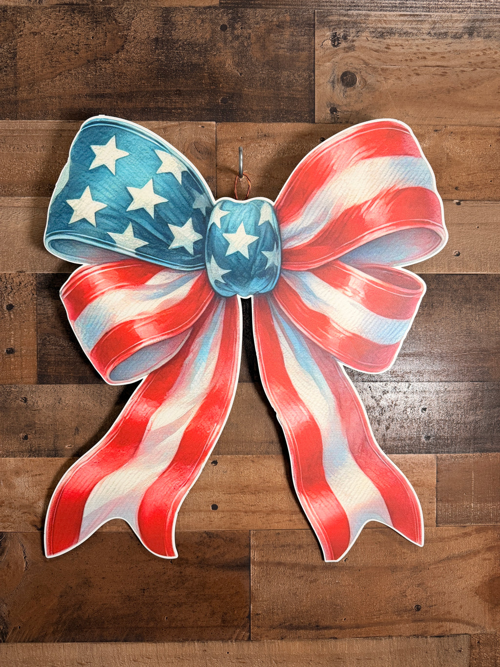 American Flag Patriotic Bow, 4th of July Decor, Red White Blue Wreath Bow, Independence Day Stars Stripes Bow