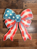 American Flag Patriotic Bow, 4th of July Decor, Red White Blue Wreath Bow, Independence Day Stars Stripes Bow