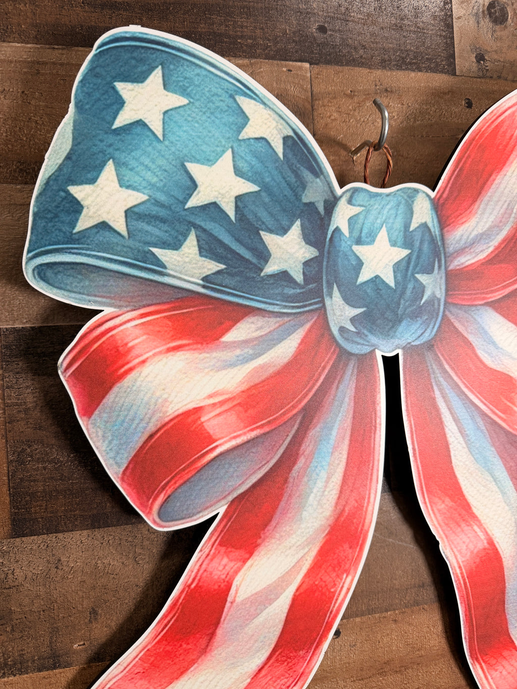 American Flag Patriotic Bow, 4th of July Decor, Red White Blue Wreath Bow, Independence Day Stars Stripes Bow