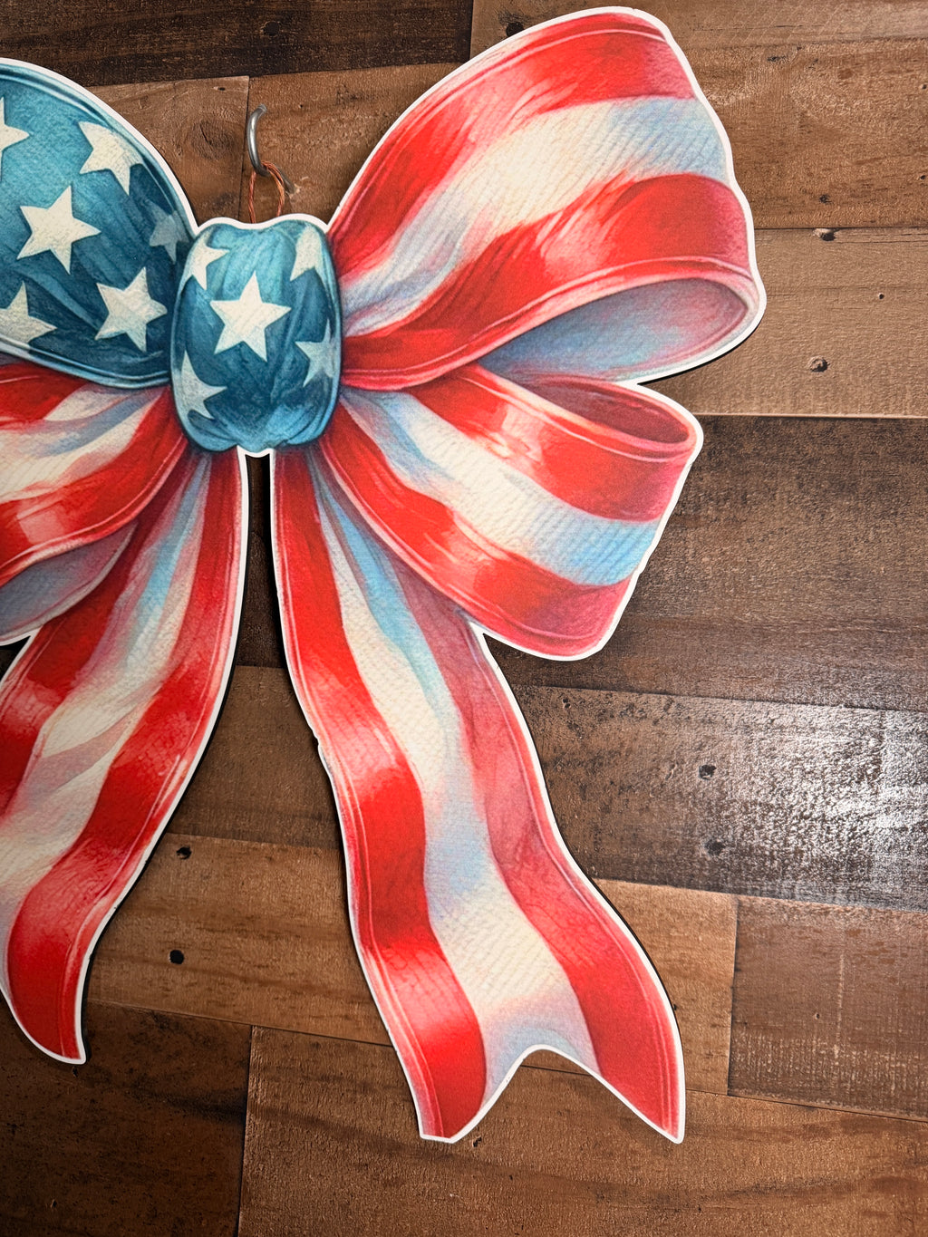 American Flag Patriotic Bow, 4th of July Decor, Red White Blue Wreath Bow, Independence Day Stars Stripes Bow
