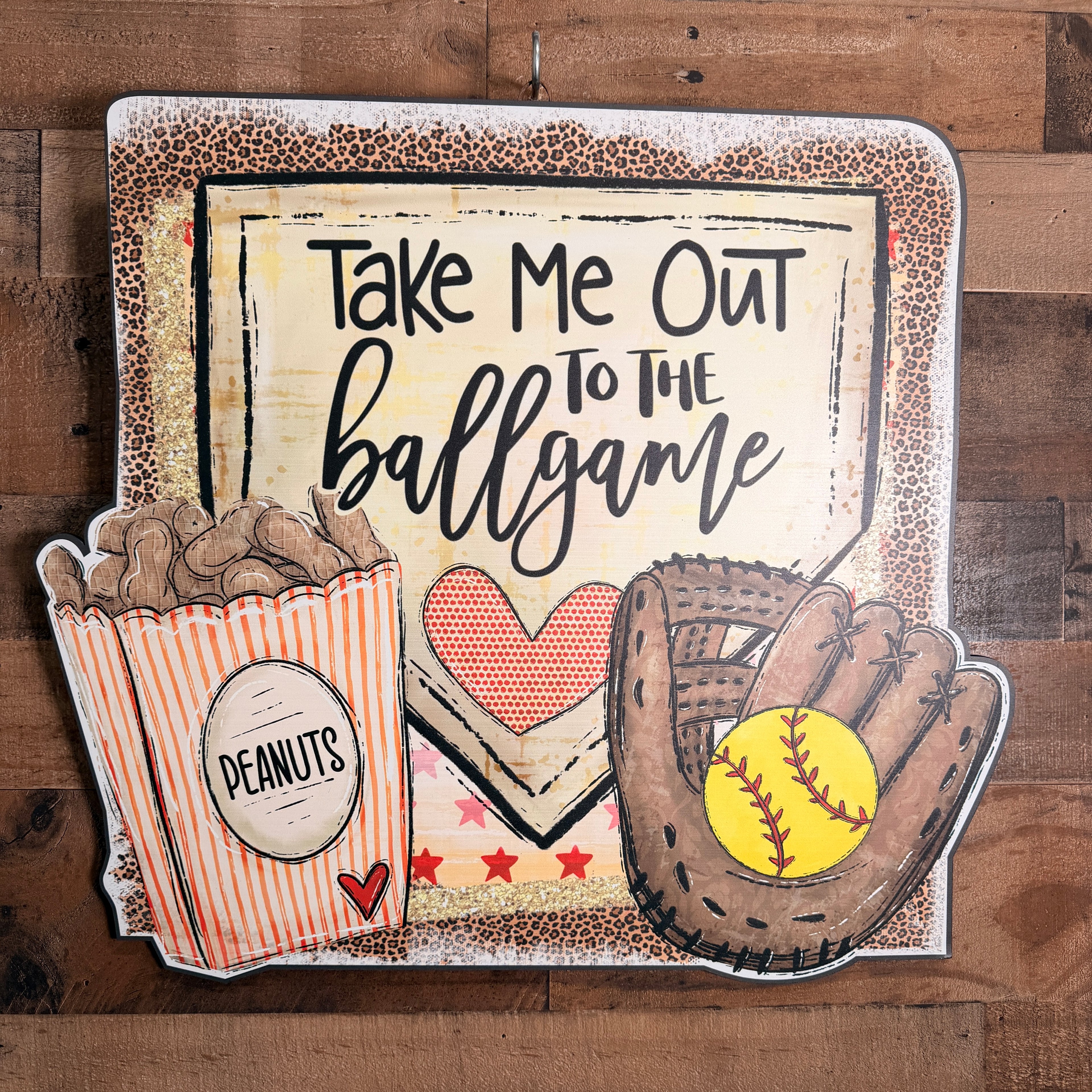 Take Me Out to the Ballgame Sign | Vintage Softball Wall Decor, Rustic Sports Art, Perfect Gift for Coach and Softball Lovers