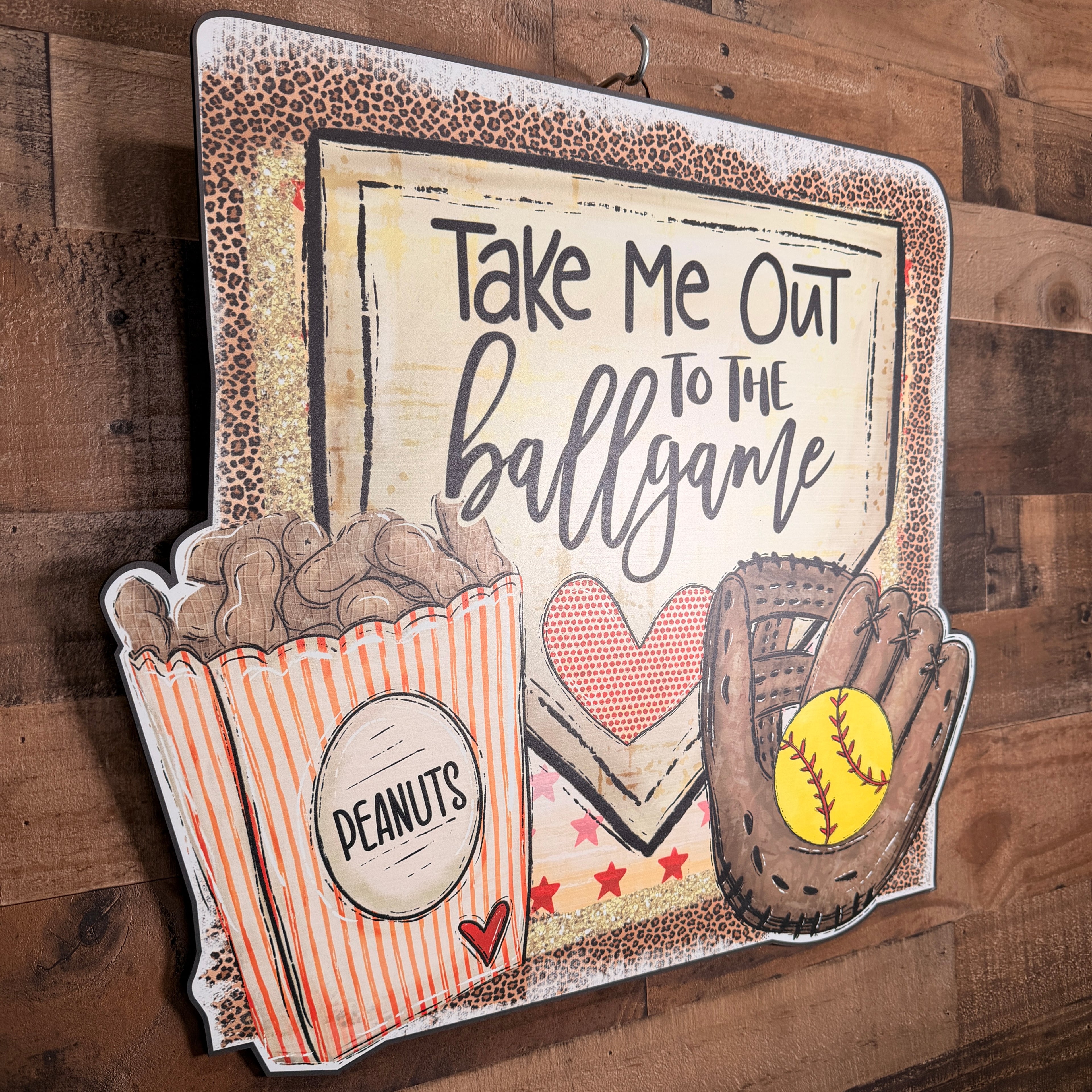 Take Me Out to the Ballgame Sign | Vintage Softball Wall Decor, Rustic Sports Art, Perfect Gift for Coach and Softball Lovers