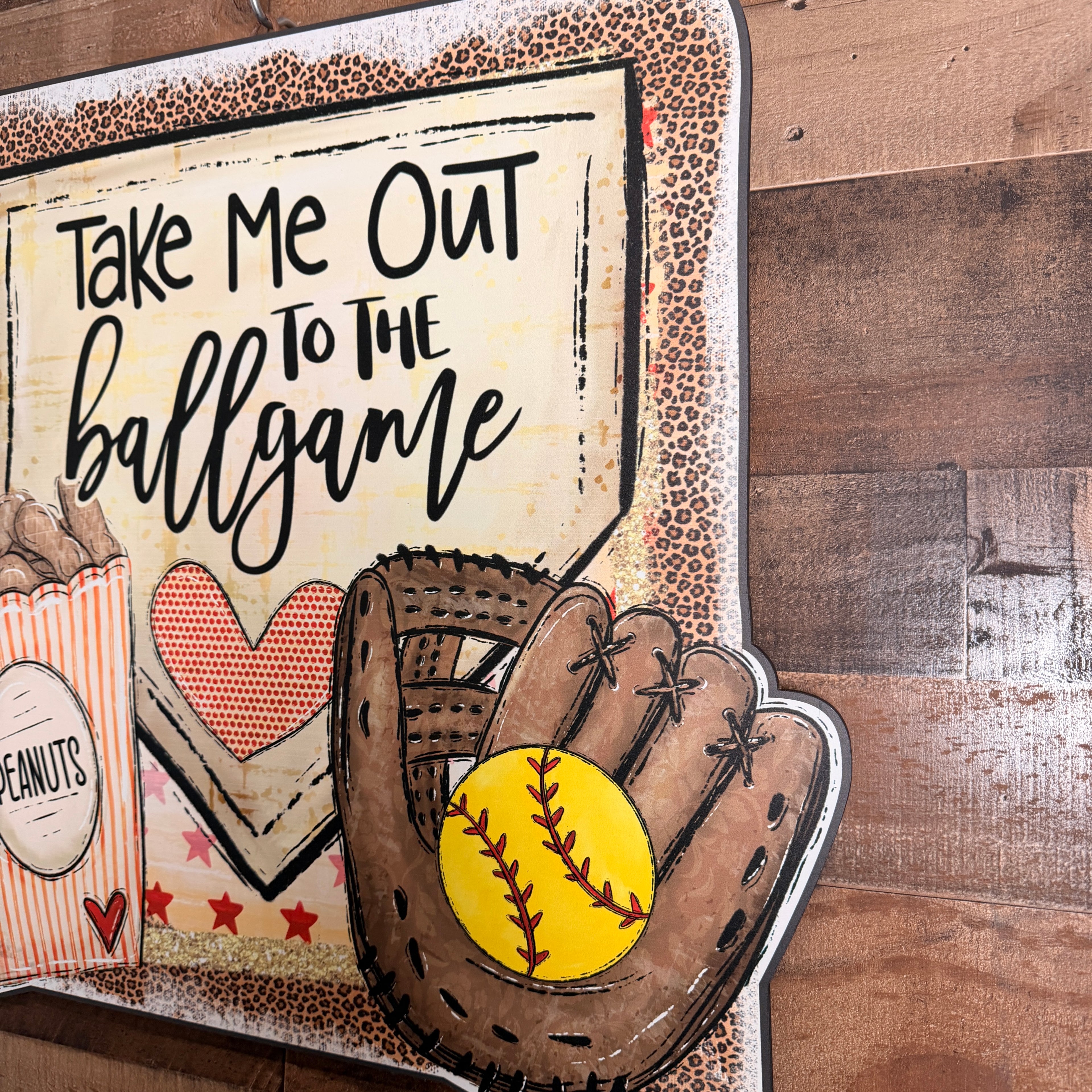 Take Me Out to the Ballgame Sign | Vintage Softball Wall Decor, Rustic Sports Art, Perfect Gift for Coach and Softball Lovers