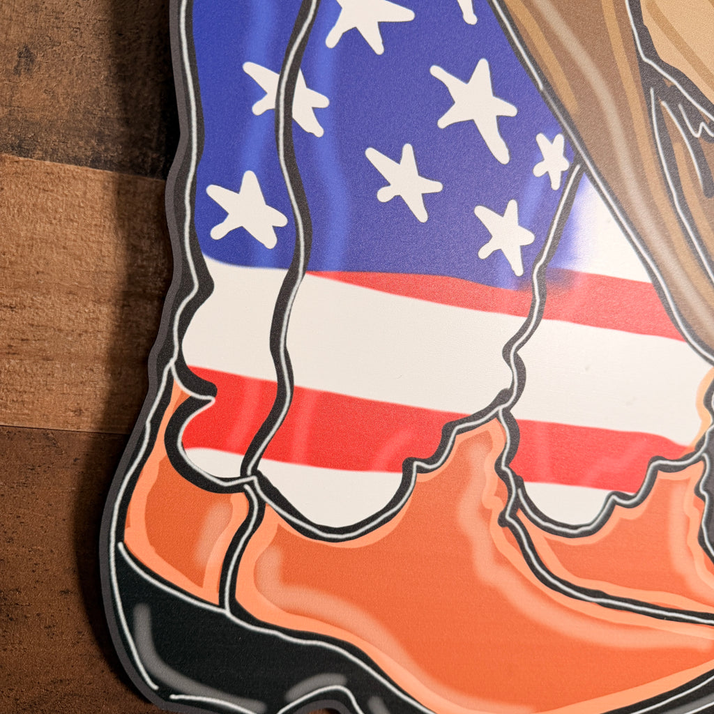Cowboy Americana Wall Art, American Flag Cowboy Boots Decor, Rustic Country Wall Hanging, Patriotic Home Gift