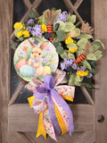 Easter Wreath for Front Door - Whimsical Bunny & Egg Decor | Spring Floral Door Hanger