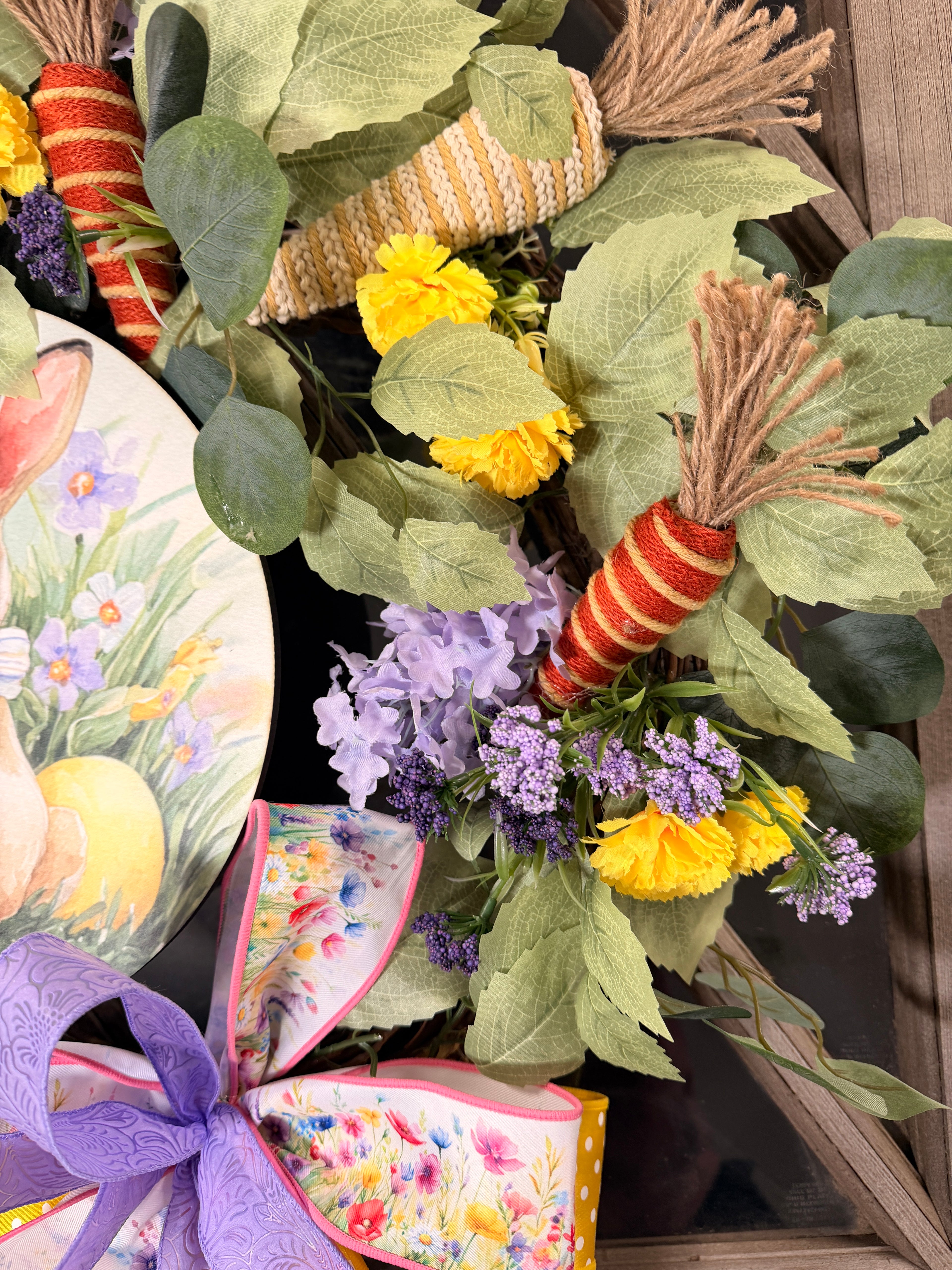 Easter Wreath for Front Door - Whimsical Bunny & Egg Decor | Spring Floral Door Hanger