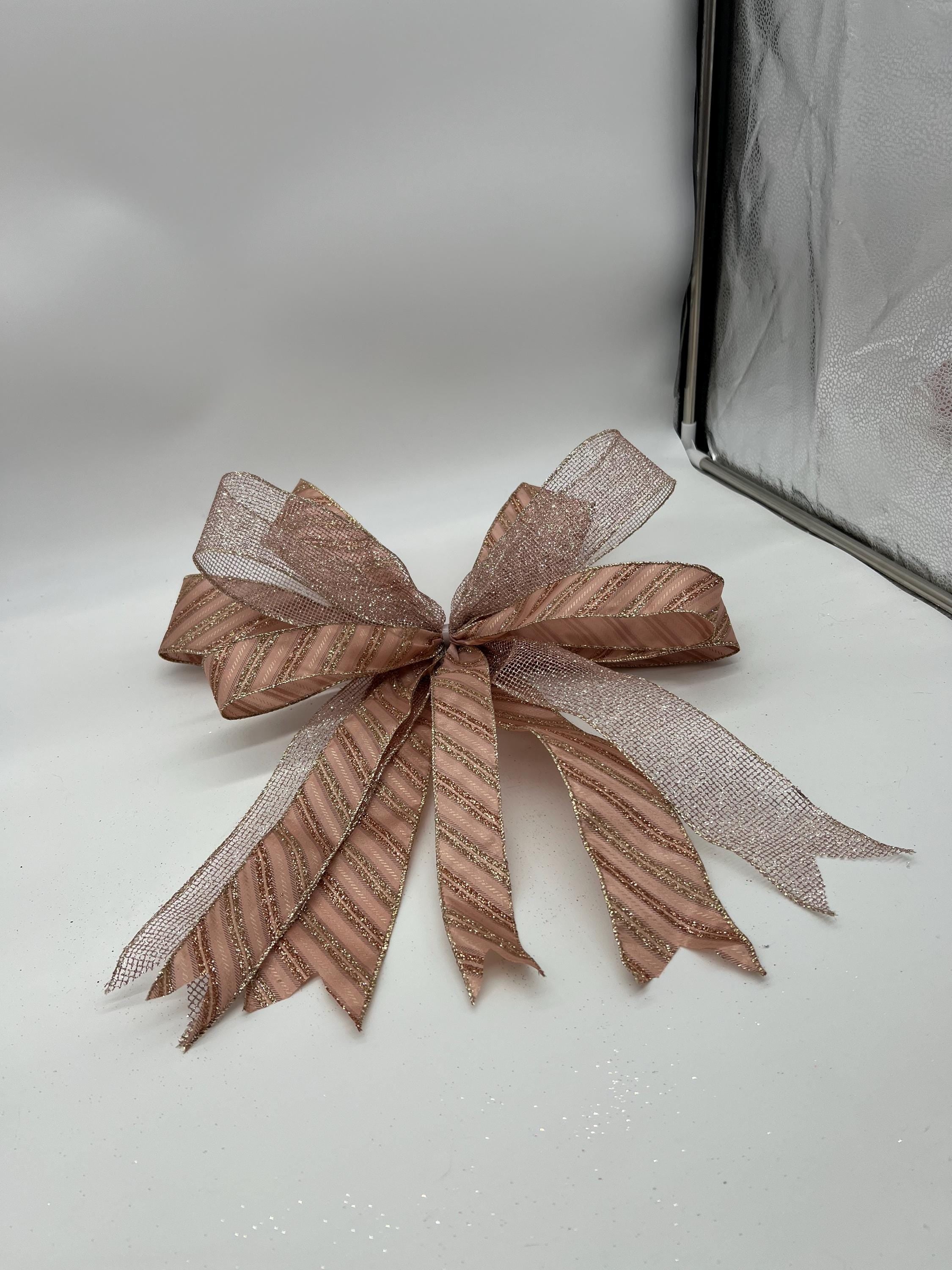 Dusty Rose Decorative Bow – Elegant Wired Ribbon Bow for Christmas Wreaths, Tree Toppers, Weddings, or Home Décor