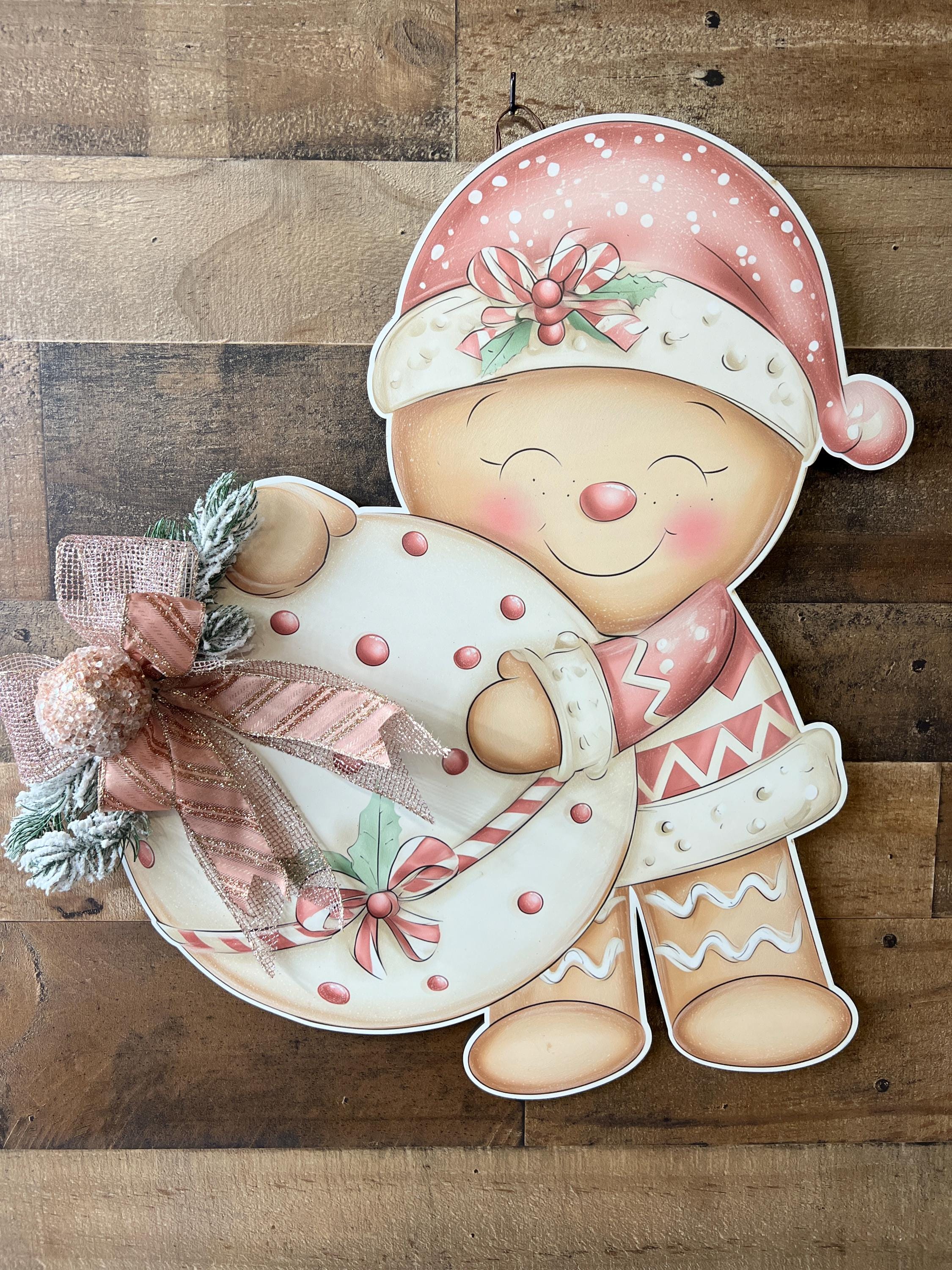 Gingerbread Christmas Sign, Decoration, Whimsical Holiday Décor, Cottagecore Wall Art, Seasonal Door Hanger