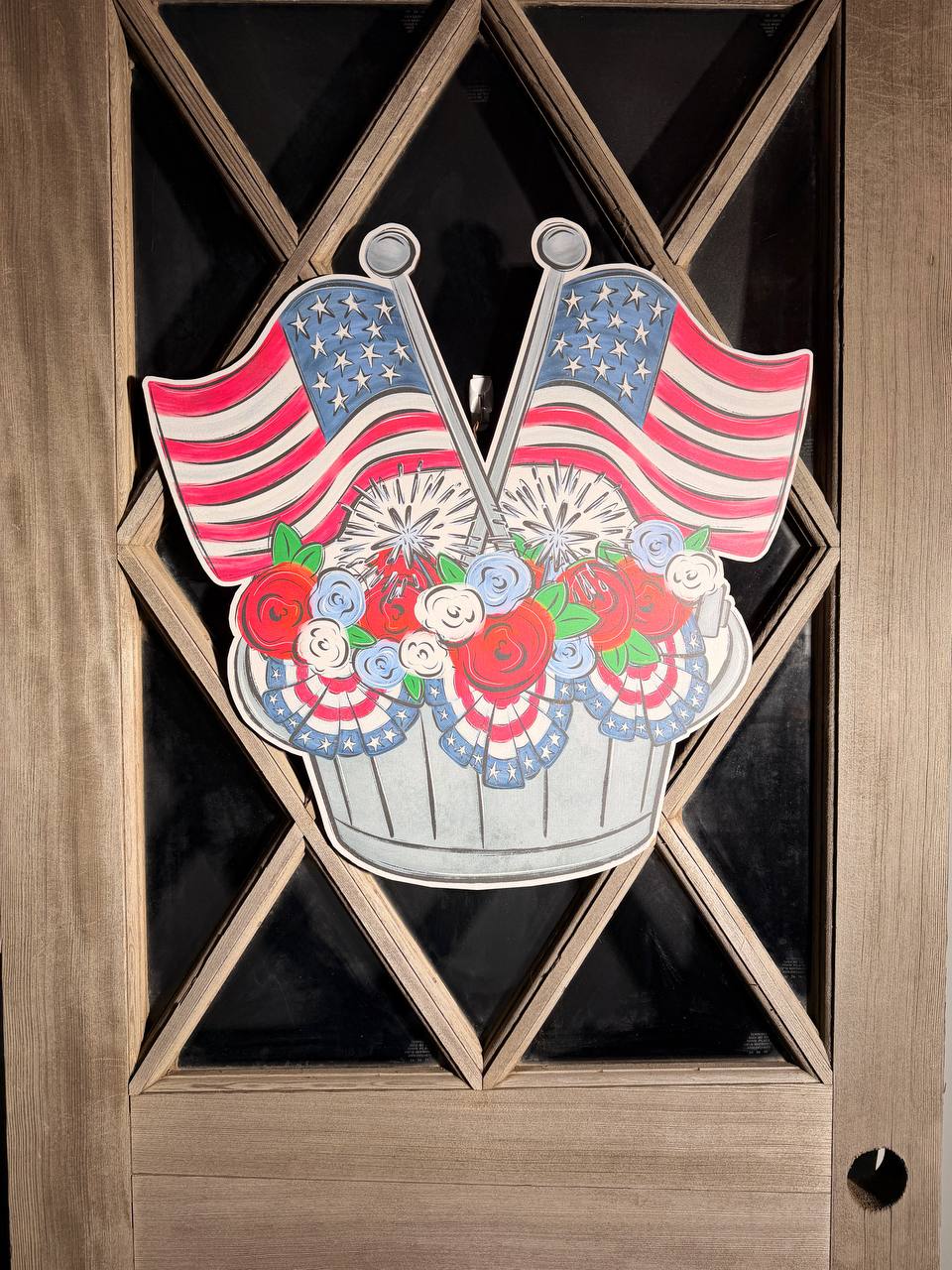 Patriotic Door Hanger | 4th of July Door Decor | Farmhouse American Flag Wreath | Red White Blue Front Door Sign | Memorial Day Decor Gift